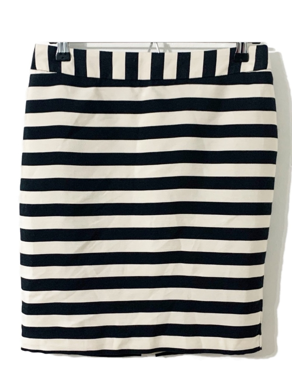 Worthington Womens Stripe Pencil Skirt Fully Lined Back Vent Knee Length Size 2P